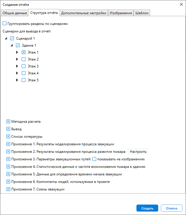 Структура отчета