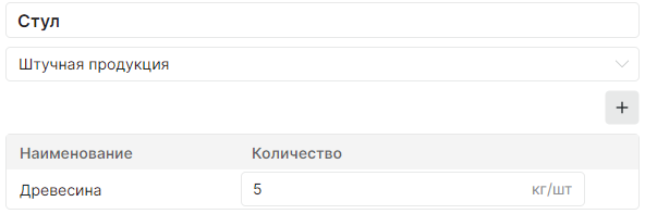 Параметры сложного материала &ldquo;Стул&rdquo;